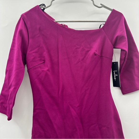Lulus Precious Thing Magenta Asymmetrical Off The Shoulder Mini‎ Dress Sz S NEW - Picture 4 of 13